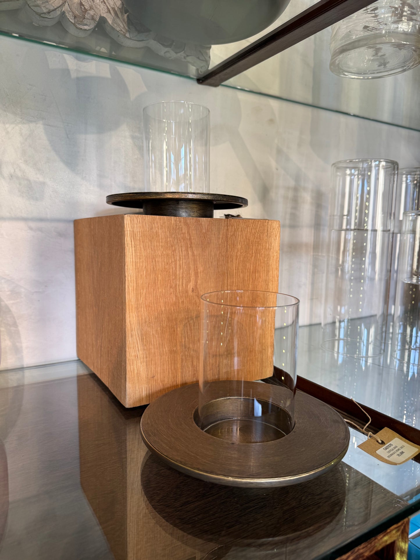 Candlestick with Gold Base and Glass 18/13