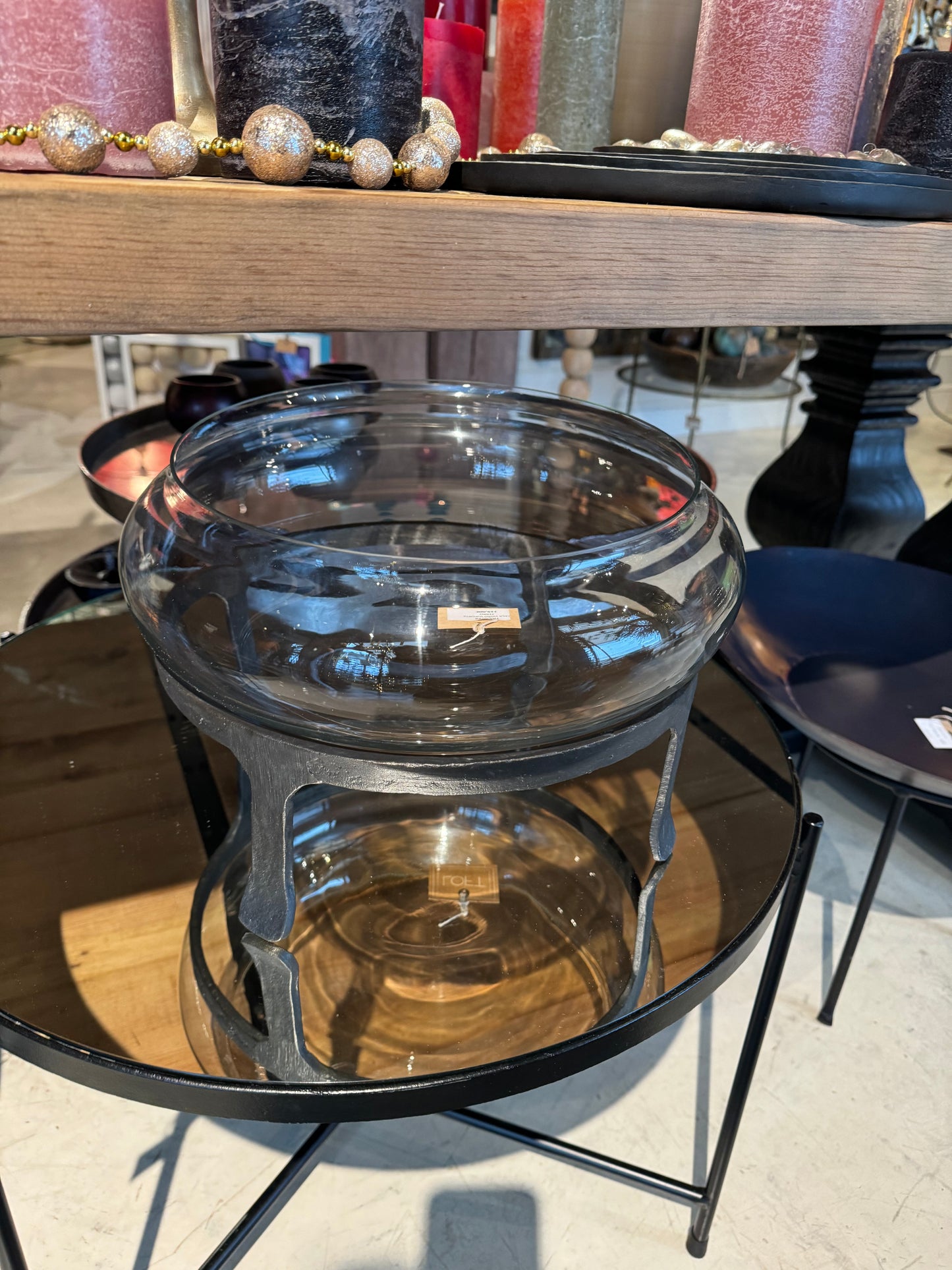 TAÇA VIDRO SUPORTE FERRO