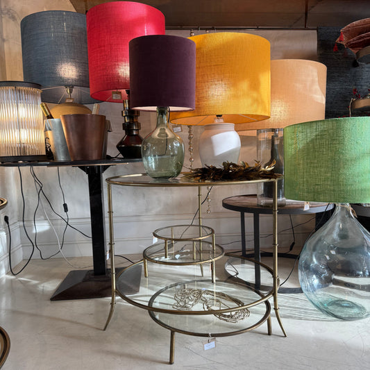 Bamboo metal and glass table d. 84