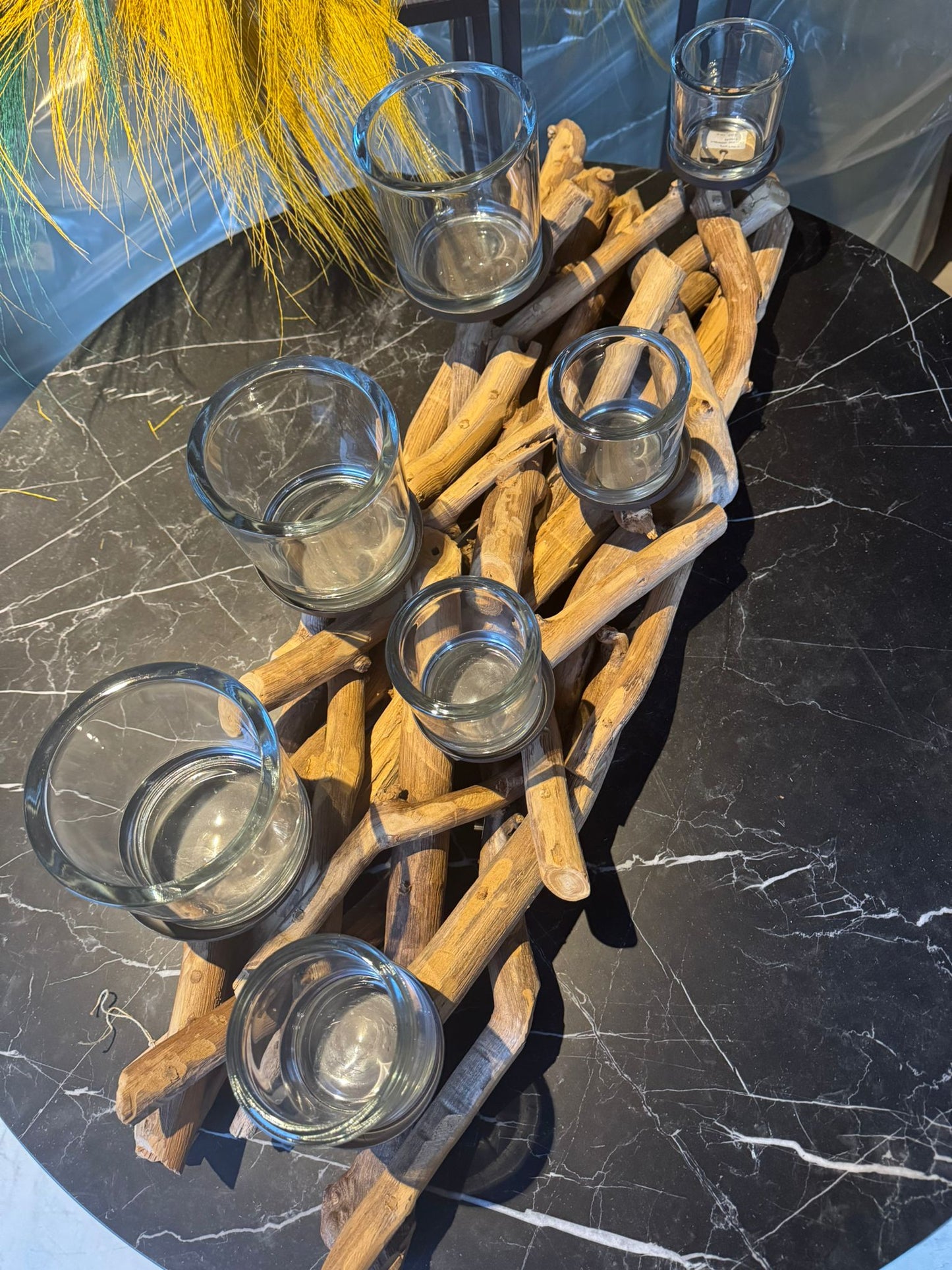 WOODEN CANDLEHOLDER 7 CANDLES