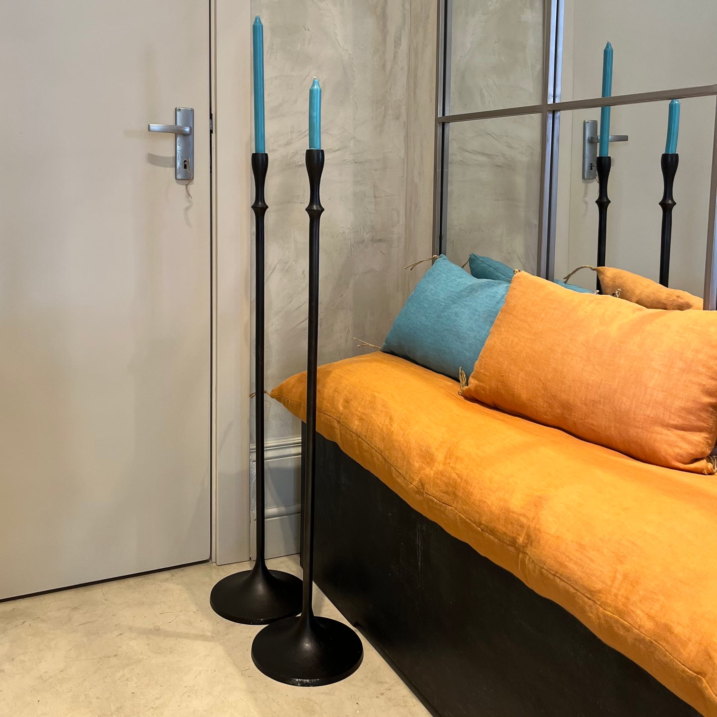 BLACK IRON CANDLEHOLDER 100cm