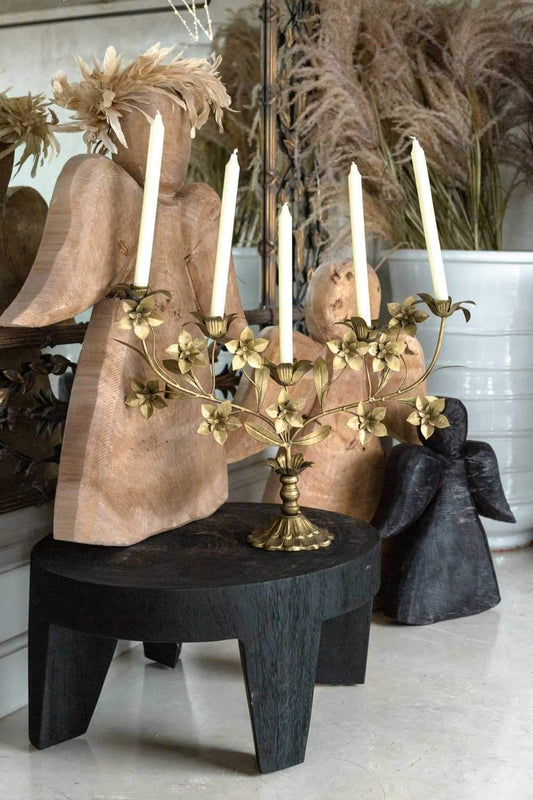 CASTIÇAL 5 VELAS LATÃO VELHO