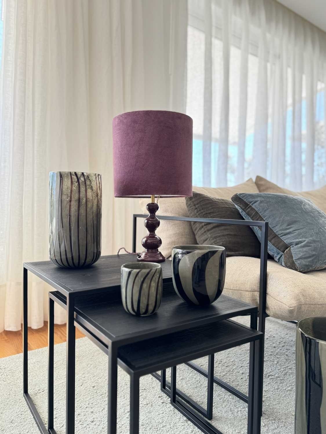 CANDEEIRO DE MESA 30CM BORDEAUX