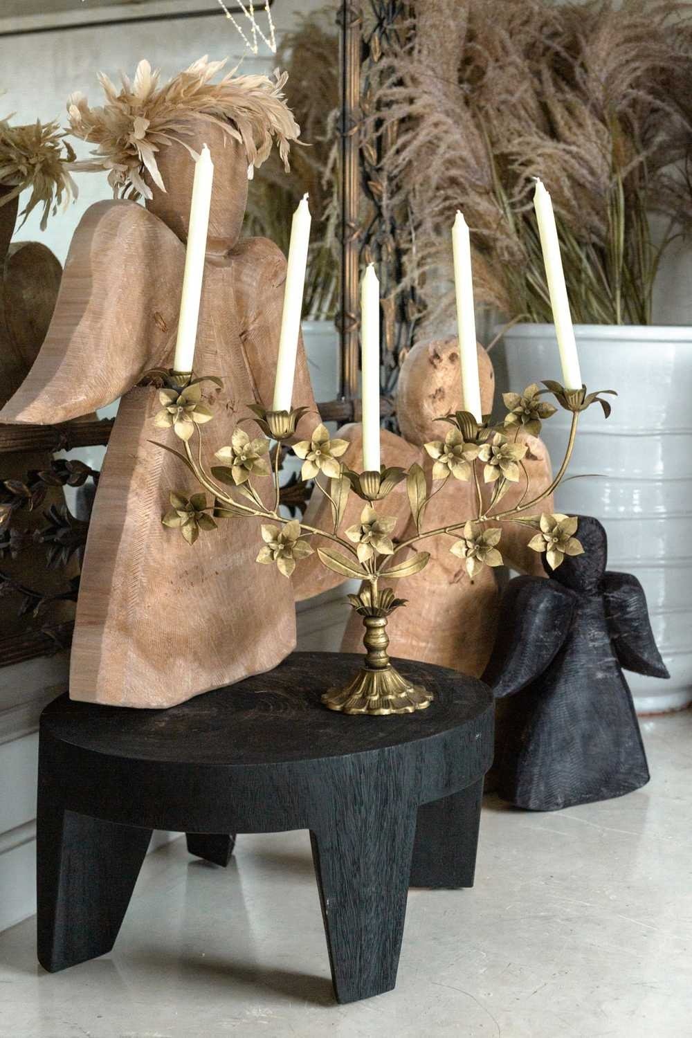CASTIÇAL 5 VELAS LATÃO VELHO