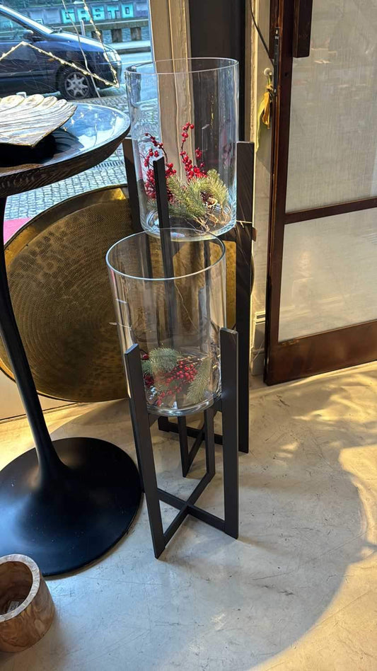 CASTIÇAL FERRO E VIDRO