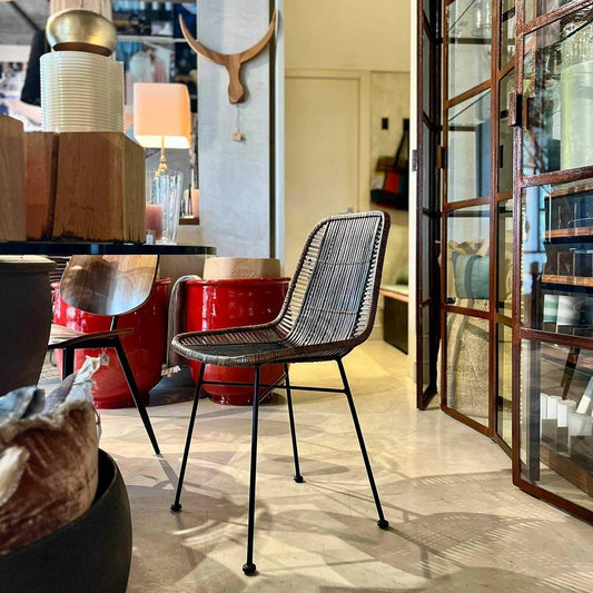 CONJ 2 CADEIRAS BAMBOO CASTANHO E PRETO