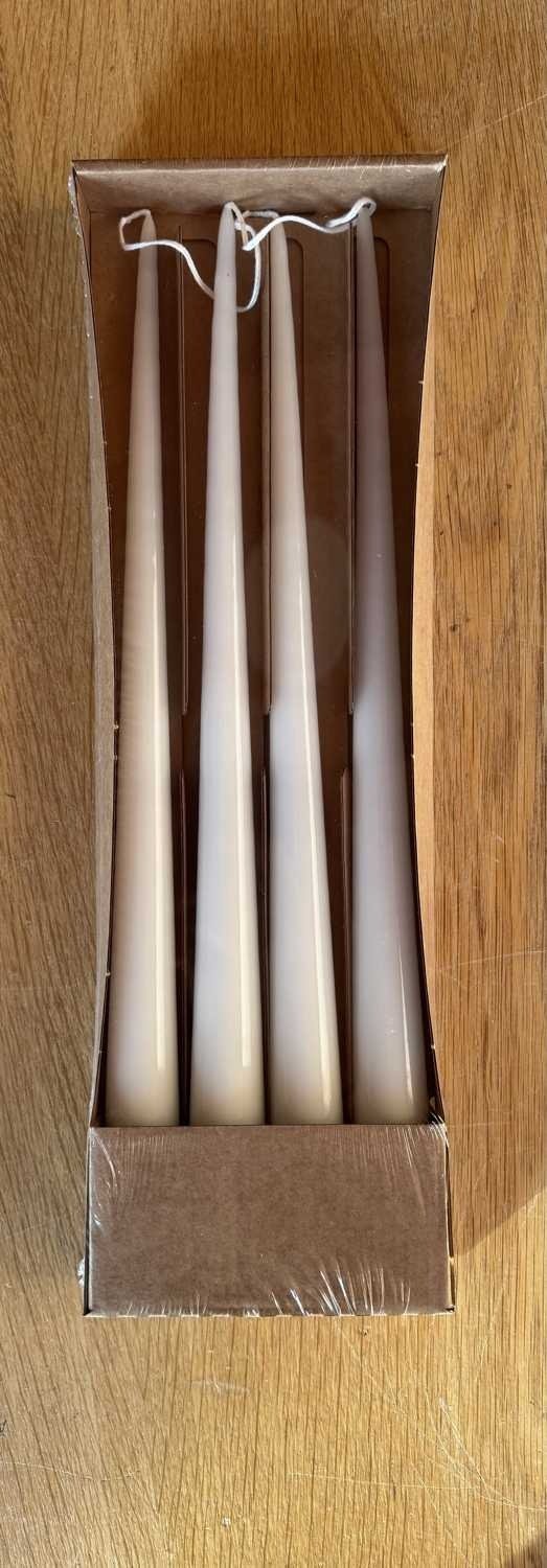 CONJ 4 VELAS LACADAS BRANCAS 35CM