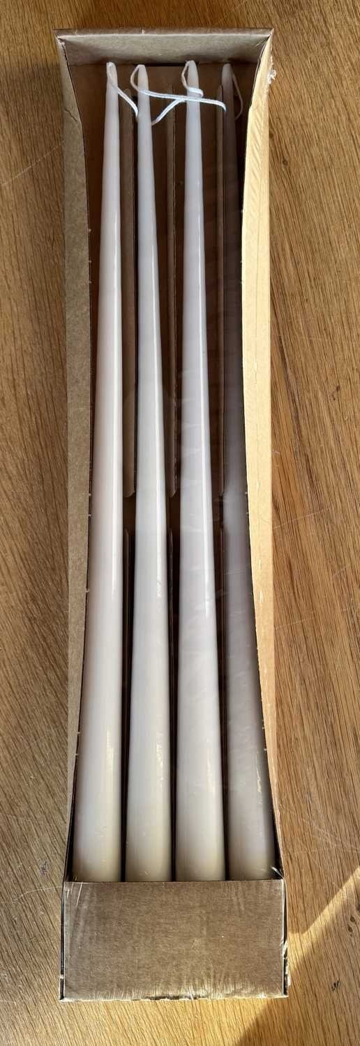 CONJ 4 VELAS LACADAS BRANCAS 50CM