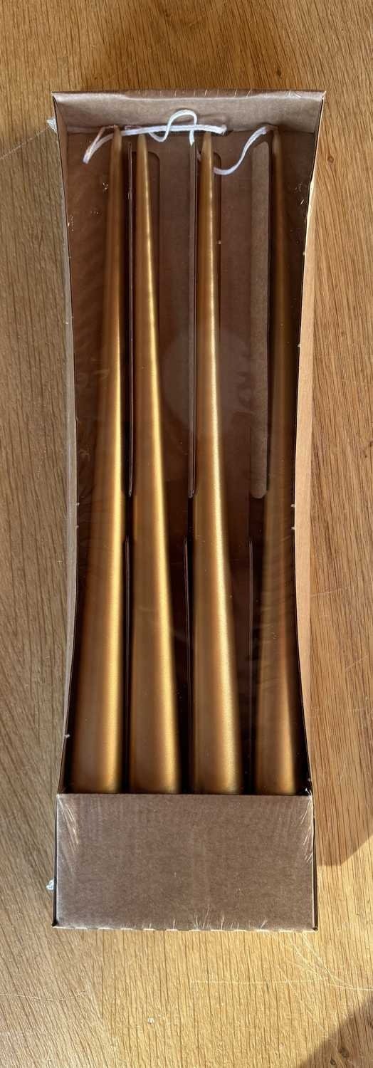 CONJ 4 VELAS LACADAS DOURADAS 35CM