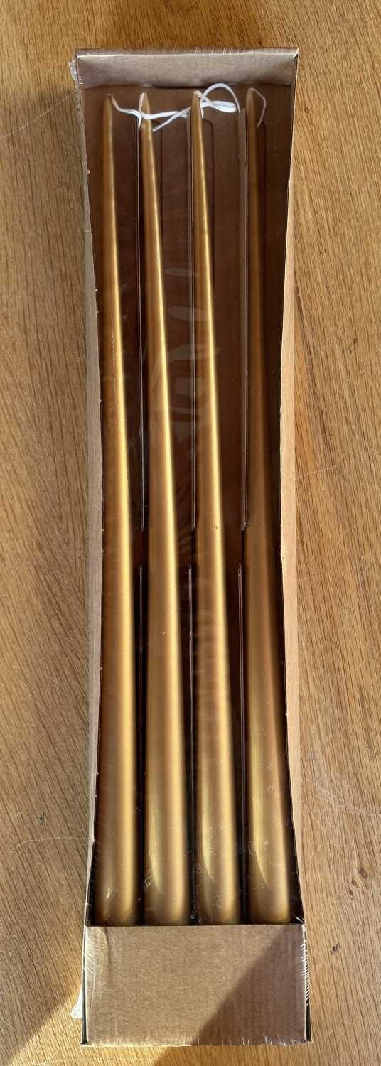 CONJ 4 VELAS LACADAS DOURADAS 50CM