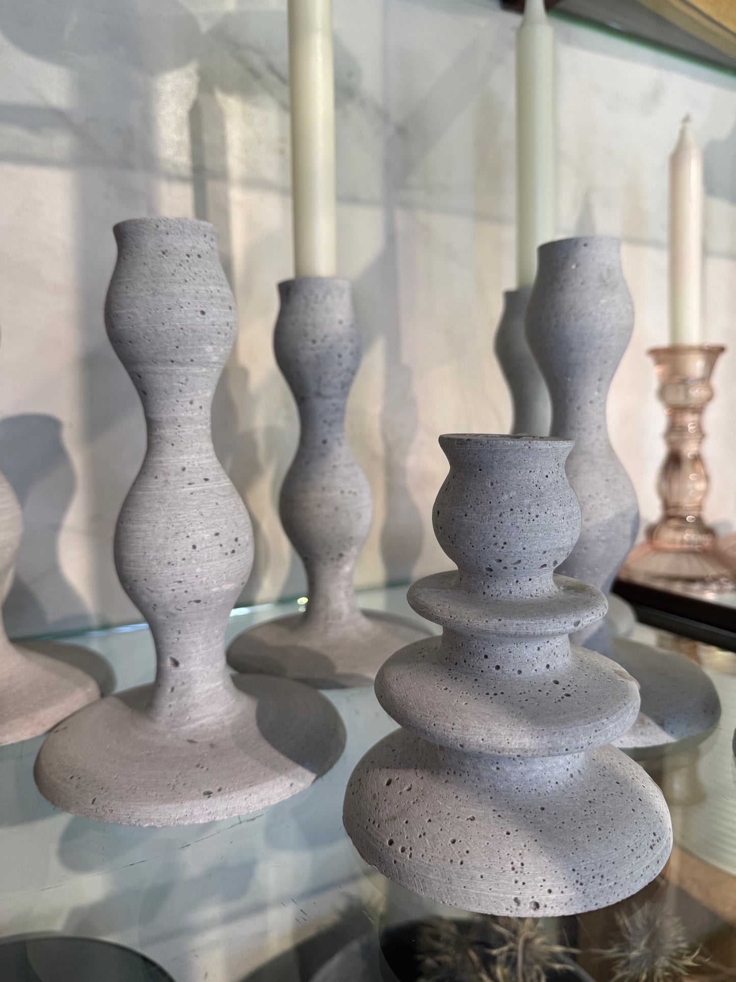 SMALL CEMENT CANDLEHOLDER