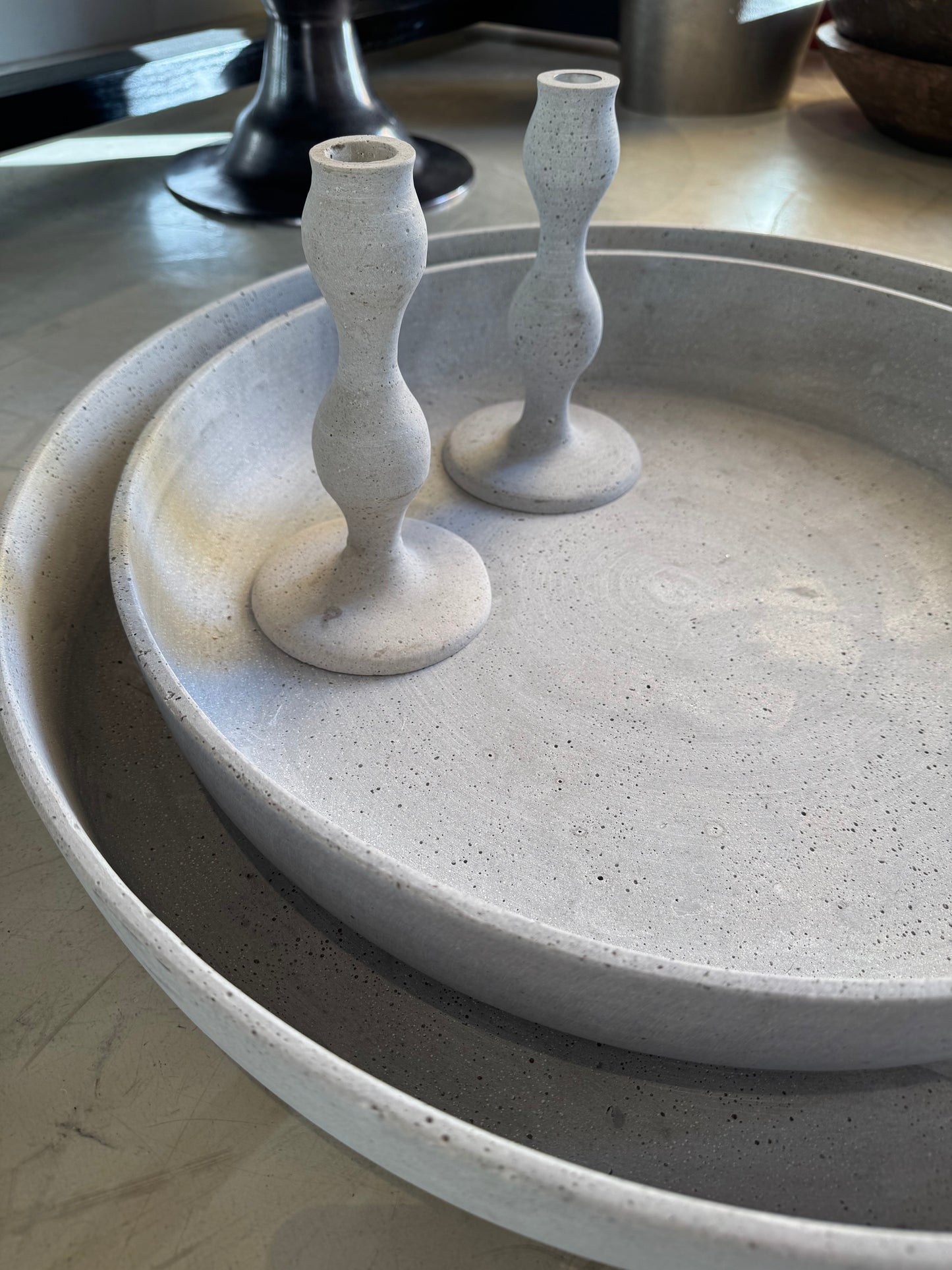 LARGE CEMENT CANDLEHOLDER
