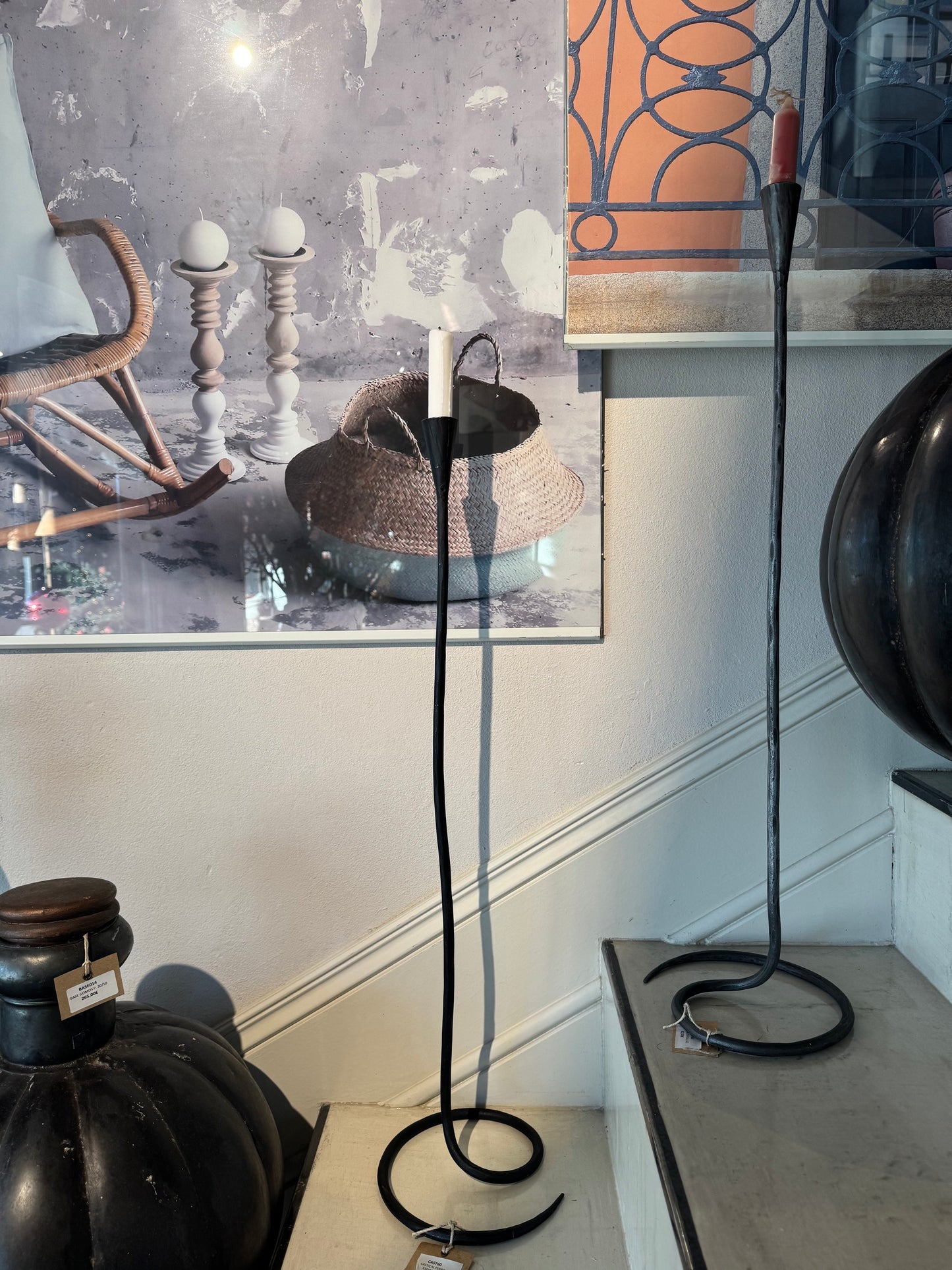 LARGE SPIRAL IRON CANDLEHOLDER