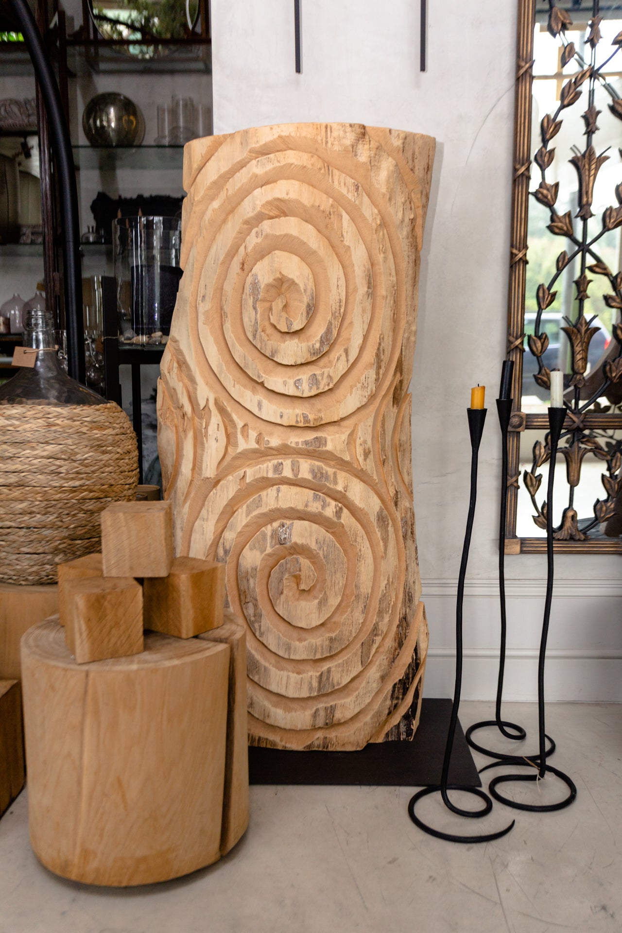LARGE SPIRAL IRON CANDLEHOLDER
