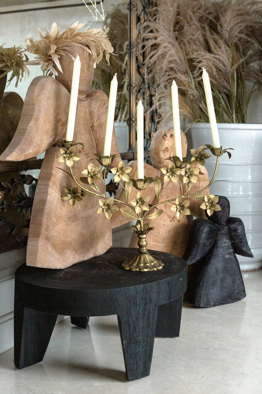 Candlestick with 5 candles, old brass, 40/64