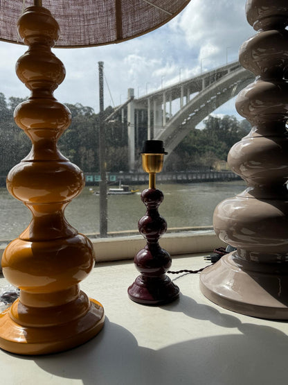 CANDEEIRO DE MESA 30CM BORDEAUX