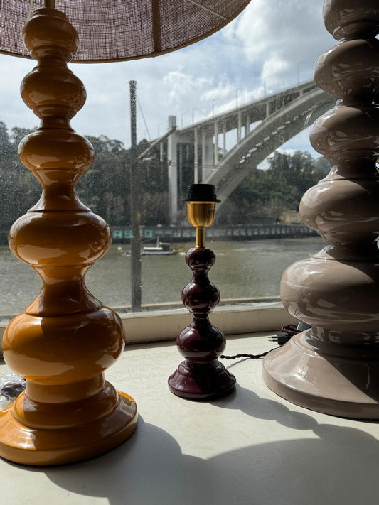 CANDEEIRO DE MESA 30CM BORDEAUX